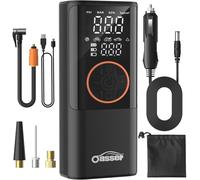 Oasser Gonfleur Pneus Voiture sans Fil 6000mAh Mini Compresseur à Air Portatif 150 PSI (10,3 Bar) Inflation Rapide Cylindre 19 mm Affiche 2 Valeur avec 3M Allume-Cigare 12V et Sac de Rangement