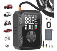 Oasser Gonfleur Pneus Voiture sans Fil Mini Compresseur à Air Portatif 150 PSI (10,3 Bar) Inflation Rapide Cylindre 19 mm Affiche 2 Valeurs Type-C USB Charge avec Tuyau de 30 cm et Sac de Rangement