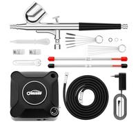 Oasser Kit Aerographe Double Action, Compresseur 36 PSI Airbrush 3 Buses | Buse 0,2 0,3 0,5mm pour Nail, Peinture, Modelisme, Tatouage, Maquillage, Gâteaux