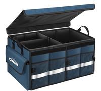 Oasser Rangement Coffre de Voiture Organisateur Coffre Voiture 55L en 600D Support 30KG Etanche Multi-compartiments avec Couvercle Pliable et Bande Réfléchissante pour SUV Camion