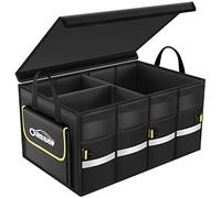 Oasser Rangement Coffre de Voiture Organisateur Coffre Voiture 55L en 600D Support 30KG Etanche Multi-compartiments avec Couvercle Pliable et Bande Réfléchissante pour SUV Camion