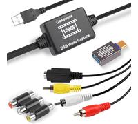Oassuose Convertisseur VHS vers numérique, carte de capture vidéo USB-A/USB-C 1080p, RCA/AV vers USB 2.0, convertisseur analogique VHS VCR Hi8 Mini DV en convertisseur numérique, pour PC DVD Tape