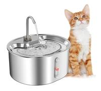 OASTRO Fontaine À Eau pour Chats en Acier Inoxydable, 108oz/3,2L Distributeur Ultra Silencieux avec Filtres pour Chats, Chiens Et Autres Animaux De Compagnie pour Une Utilisation en Intérieur