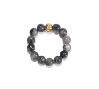 oasymala Bague en perles de pierre de guérison faites à la main de 4 mm avec cordon élastique extensible, taille unique (Labradorite)