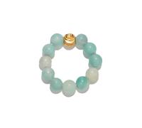 oasymala Bague en perles de pierre de guérison faites à la main de 4 mm avec cordon élastique extensible, taille unique (Amazonite)
