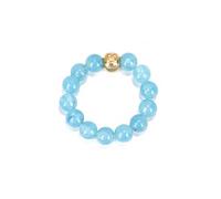 oasymala Bague en perles de pierre de guérison faites à la main de 4 mm avec cordon élastique extensible, taille unique (Aigue-marine (Aquamarine))