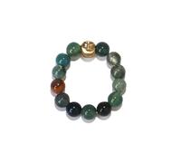 oasymala Bague en perles de pierre de guérison faites à la main de 4 mm avec cordon élastique extensible, taille unique (Agate indienne (Indian Agate))
