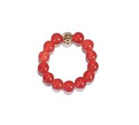 oasymala Bague en perles de pierre de guérison faites à la main de 4 mm avec cordon élastique extensible, taille unique (Agate rouge (Red Agate))