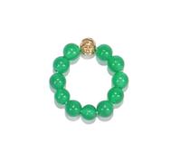 oasymala Bague en perles de pierre de guérison faites à la main de 4 mm avec cordon élastique extensible, taille unique (Agate verte (Green Agate))