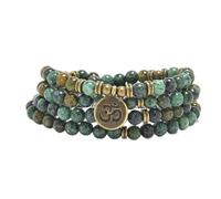 oasymala Bracelet Mala 108 Perles avec Charme OM - Pierres de Guérison 6 mm pour Yoga et Méditation (African Turquoise (Turquoise Africaine))