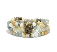 oasymala Bracelet Mala 108 Perles avec Charme OM - Pierres de Guérison 6 mm pour Yoga et Méditation (Amazonite (Amazonite))