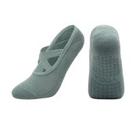 oasymala Chaussettes de yoga en coton avec bandes antidérapantes pour femmes (Vert paon (Peacock Green), Système Taille Chaussures EU, Adulte, Femme, Alpha/lettres, Moyen, Moyen)