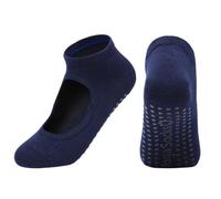oasymala Chaussettes de yoga en coton avec poignées antidérapantes - Taille unique (Bleu marine (Navy Blue), Système Taille Chaussures EU, Adulte, Femme, Alpha/lettres, Moyen, Moyen)
