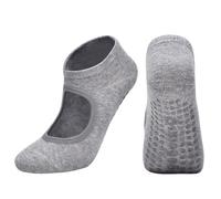 oasymala Chaussettes de yoga en coton avec poignées antidérapantes - Taille unique (Gris (Gray), Système Taille Chaussures EU, Adulte, Femme, Alpha/lettres, Moyen, Moyen)