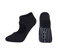 oasymala Chaussettes de yoga en coton avec poignées antidérapantes - Taille unique (Noir (Black), Système Taille Chaussures EU, Adulte, Femme, Alpha/lettres, Moyen, Moyen)