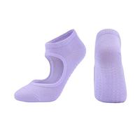 oasymala Chaussettes de yoga en coton avec poignées antidérapantes - Taille unique (Violet clair (Light Purple), Système Taille Chaussures EU, Adulte, Femme, Alpha/lettres, Moyen, Moyen)