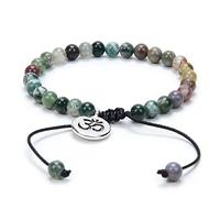 oasymala Réglable Om Wish Bracelet Méditation Mala Perles De Prière Yoga Om Bijoux Tressés Avec Des Perles Mala (Agate indienne (Indian Agate))