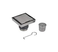 Oatey Designline Siphon de Douche carré en Acier Inoxydable 304 avec Pieds de nivellement réglables et Attrape-Cheveux, 15,2 x 15,2 cm