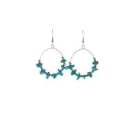 OATHCAF Boucles d'Oreilles Créoles Turquoise Pendantes pour Femmes Bijoux Bohème Breloques Circulaire Pierre Éclat Naturel Accessoires Boho Cadeaux