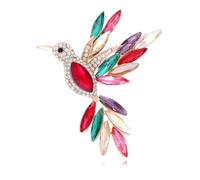 OATHCAF Broche colibri coloré cristal multicolore strass oiseau bijou de revers cadeau pour femme