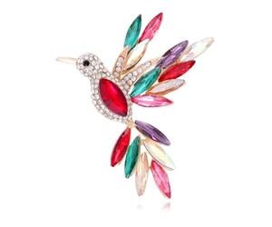 OATHCAF Broche colibri coloré cristal multicolore strass oiseau bijou de revers cadeau pour femme