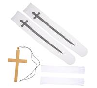 OATIPHO 1 costume de nonne, chaussettes décoratives et gants pour fête sur le thème du carnaval avec collier pendentif en croix, accessoires pour cosplay et spectacles