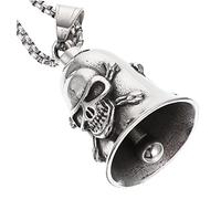 OATIPHO 1 ensemble Collier Acier avec Pendentif Cloche pour Homme Accessoire de Mode Vintage pour Motards Chaîne Pendentif Squelette Acier Inoxydable