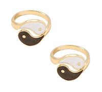 OATIPHO 1 Jeu Bague Yin Yang Huit Diagrammes Style Design Bague Rétro Réglable Huit Trigrammes e Yang Trigrammes es Femmes es Femmes es Pour Filles e 2 pièces