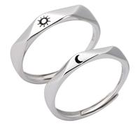 OATIPHO 1 Paire bague couple anneaux bagues assorties pour les couples bagues et elle anneau de lune bagues de pour elle bague de couples cuivre Silver