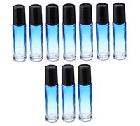 OATIPHO 10 pièces Flacons Roll Verre Dégradé Bleu avec Bille et Couvercle Noir Rechargeables pour Parfum et Huiles Essentielles Compact et Portable pour Voyage et Usage Domestique