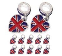 OATIPHO 12 Breloques Pendentif Drapeau Britannique en Alliage Forme Cœur pour Création Bracelets DIY Bijoux Patriotiques Royaume-Uni Accessoires Fête Nationale Perles et Breloques Uk