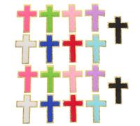 OATIPHO 18 Écussons Thermocollants Croix Brodés Polyester Multicolores Patchs à Repasser pour Vêtements Paquet Chapeaux Réparation et Décoration DIY Lot 18 Pièces