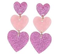 OATIPHO 1paire Boucles Oreilles Forme De Cœur Créoles Pendantes à Trois Cœurs Bijoux De Mode Pour Femme Parfaits Pour Saint-valentin Et Toutes Les Occasions