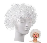OATIPHO 1pièce Perruque Clown Bouclée Blanche Pour Halloween Accessoires De Fête Et Cosplay Costume Pour Femmes Et Hommes