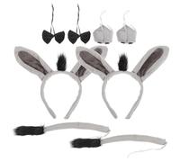 OATIPHO 2 Ensembles Bandeaux Oreilles D'âne Légers en Tissu Nez, Noeud Classique et Queue, Accessoires Peau Douce pour Fêtes de Pâques et Pièces D'école