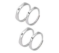 OATIPHO 2 Paires bague couple anneaux bagues de fiançailles pour les couples bague de couples bagues assorties pour les couples bagues et elle cuivre Silver