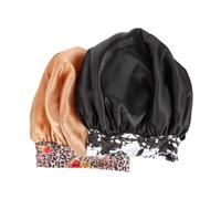OATIPHO 2 pièces Bonnet de Sommeil Satin Élastique Large Confortable et Adapté Cheveux Fins Épais Courts et Nattés Bandeau Nuit Doux et Respirant