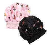 OATIPHO 2 Pièces Bonnet Satiné Élastique de Chapeaux de Nuit Large Satin pour Maquillage Spa et Sommeil