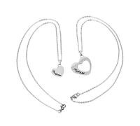 OATIPHO 2 pièces Collier Pendentif Acier Inoxydable Forme Cœur avec Lettres Anglaises Bijoux pour Femmes Fête des Mères et Durable