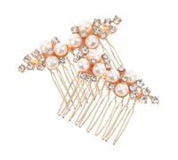 OATIPHO 2 Pièces Peignes à Cheveux de Mariée Dorés avec Fleurs Perles Artificielles Accessoires Décoratifs pour Coiffures de Mariage Pince Latérale Sûre pour Cheveux avec Frange