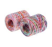 OATIPHO 2 Rouleaux de Ficelle de Raphia en Papier Coloré Corde d'Emballage Artisanale pour Bricolage Décoration Présent Couleurs Rouge Bleu Marine Bleu Clair et Vert 2 Pièces