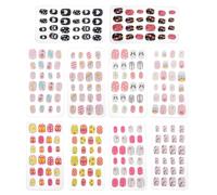 OATIPHO 240 Pièces Faux Ongles Garçon Fille Boîtes Couverture Complète Courts Sécurité Stickers Ongles Artificiels Mixte Pour Fête Halloween Noël Anniversaire