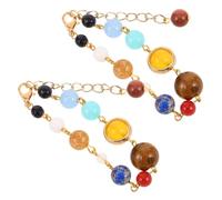 OATIPHO 2pièces Bracelet Système Solaire Pour Femme Perles De Pierre Naturelle Avec Représentation Des Huit Planètes Réglable Pour Univers
