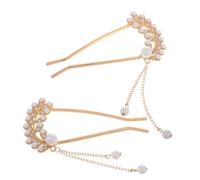 OATIPHO 2pièces Épingles à Cheveux u Avec Perles Pour Cheveux Épais Accessoires Vintage Pour Chignon Et Coiffures Élégantes Double Prong Dorée