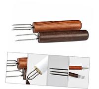 OATIPHO 2pièces Moxa Roll Extension Tool Portable Moxibustion Fork Wood Handle for Therapy and Acupuncture