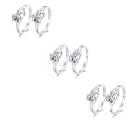 OATIPHO 3 Ensembles Femmes Bagues Quelques Bagues De Bague Anneaux Pour Amoureux D'anniversaire De Mariage Bijoux Bague Bagues Réglables Silver Cuivre 2 Pièces * 3