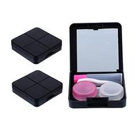 OATIPHO 3 Étuis pour Lentilles de Contact avec Miroir, Boîte de Rangement Portable Noire, Kit Compact Léger pour Voyage, Protection Hygiénique et Usage Quotidien, Étui Lentilles Pratique