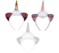 OATIPHO 3 Pièces Couronne de Licorne pour Garçon Fille Accessoires de Fête Anniversaire Bandeaux Colorés pour Halloween et Cosplay pour Déguisements et Performances Scéniques