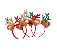 OATIPHO 3 Pièces Serre-tête Cerf de Noël Peluche Rouge Vert Or Bandeau Léger Confortable pour Femmes et Garçon Fille Accessoire Cosplay Fête Festive