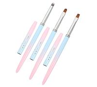 OATIPHO 3 pièces Set de Pinceaux Nail Art Durable Pinceaux Vernis Gel DIY pour Dessin Ongles Têtes Plates Rondes et Biseautées pour Design et Dégradés